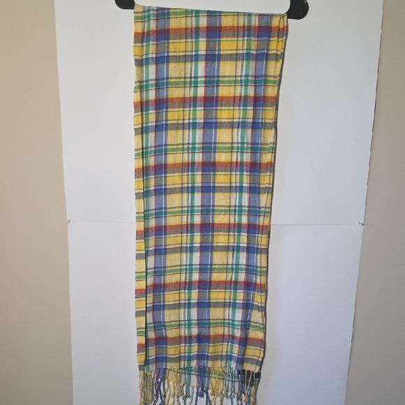 Polo Ralph Lauren Accessories - Polo by Ralph Lauren Vibrant Plaid Tartan Woven 100% Cotton Scarf Shawl